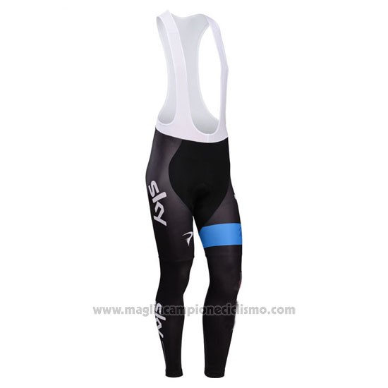 2014 Abbigliamento Ciclismo Sky Campione Regno Unito Bianco Manica Lunga e Salopette